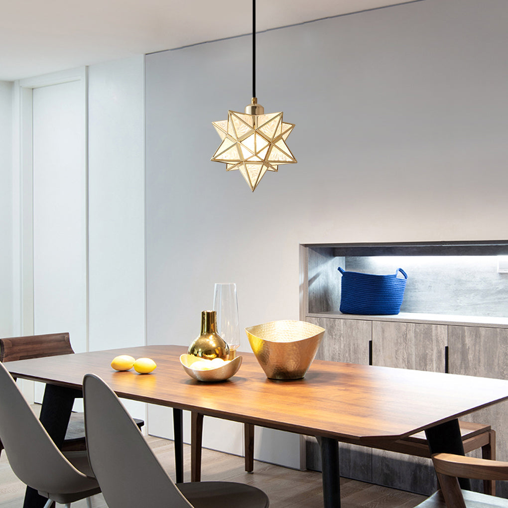 Glass Moravian Star Pendant Light Modern LED Ceiling Light – Dazuma