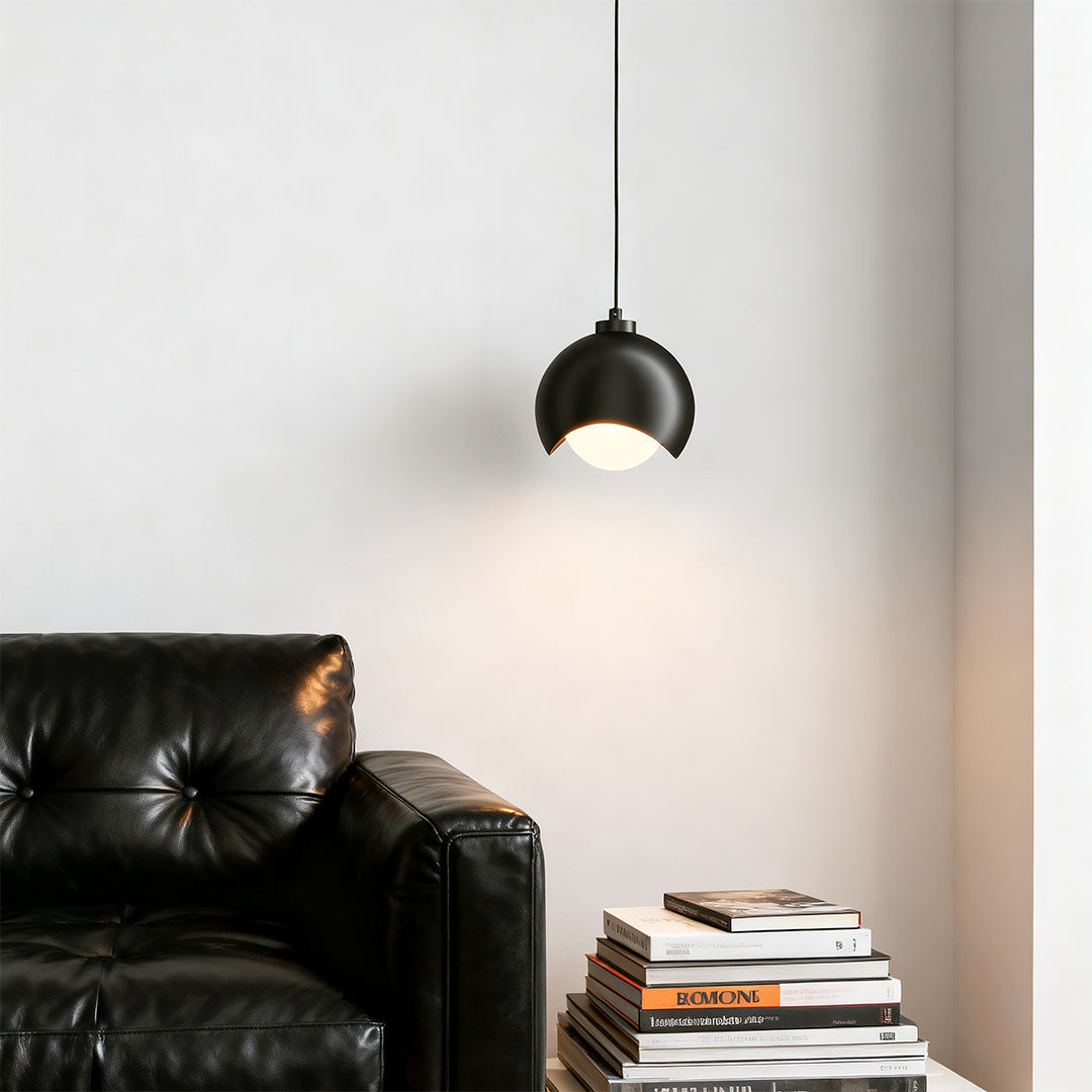 Modern luxury chandeliers style glass pendant light fixture above bedside in dark modern bedroom