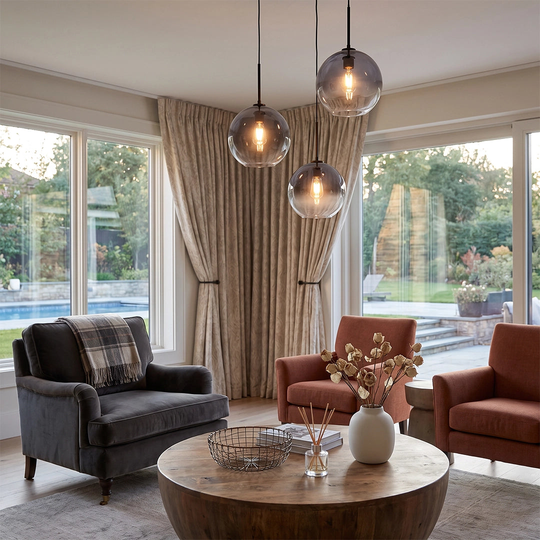 Glass Round Pendant Light LED Electroplated Globe Light – Dazuma