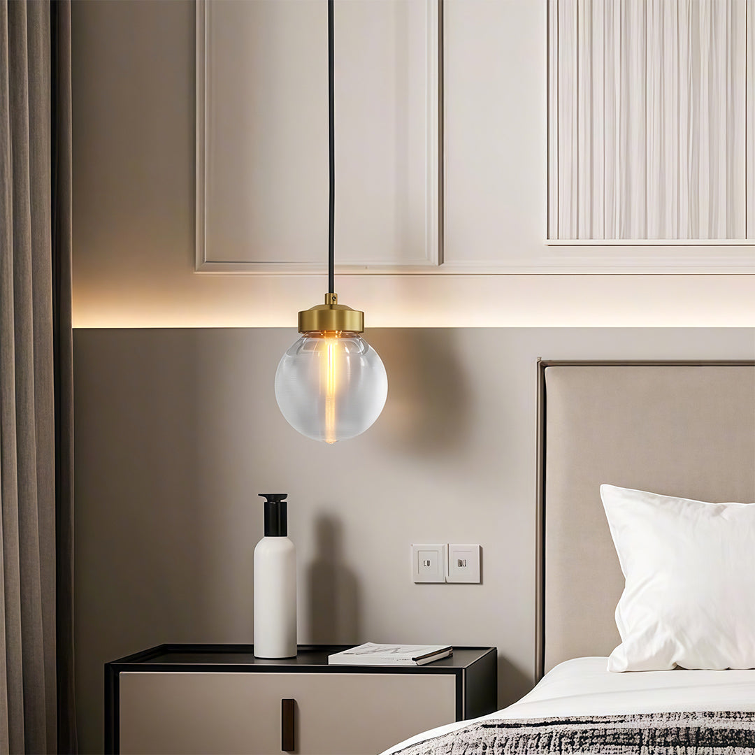 Modern luxury chandeliers inspired glass semi flush mount lighting beside bedroom with white bedding