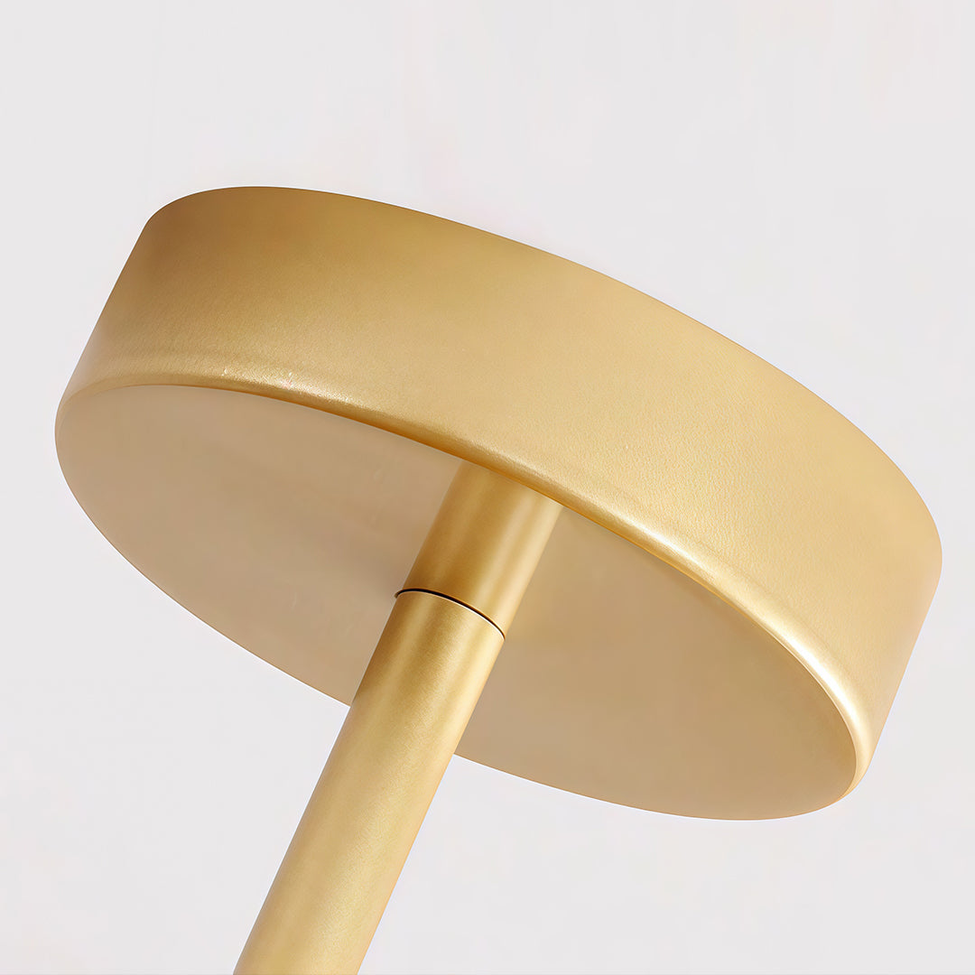 Close up of gold ceiling canopy detail from a premium glass sputnik light fixture.