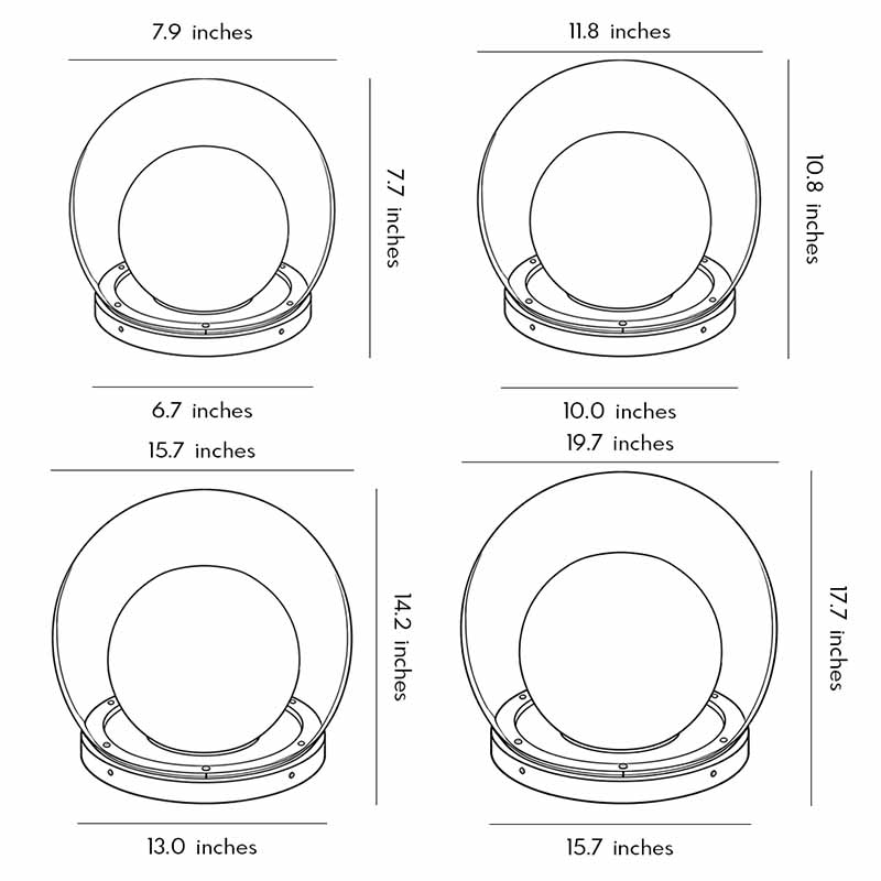 Technical diagram showing dimensions and structure of global pillar lights models.