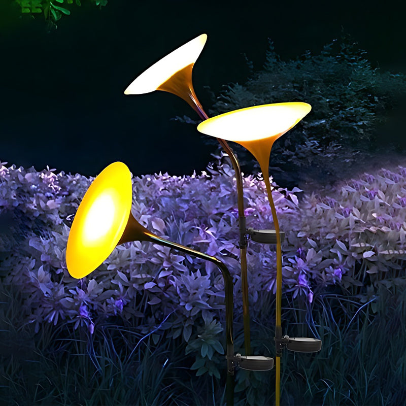 Glowing mushroom garden light enhancing a garden with magical, ambient glow.