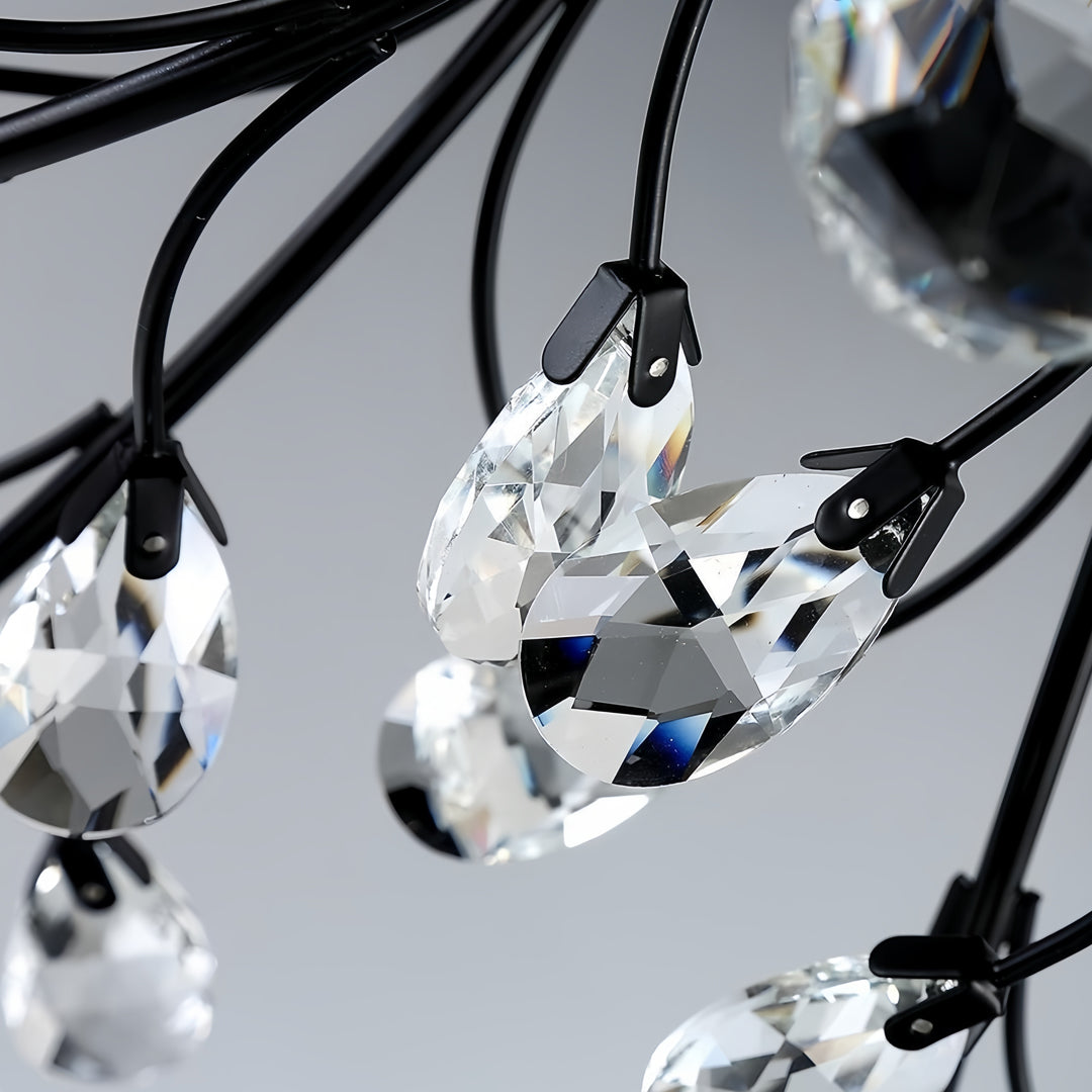 Front view of a gold brass branch chandelier isolated on a white background.