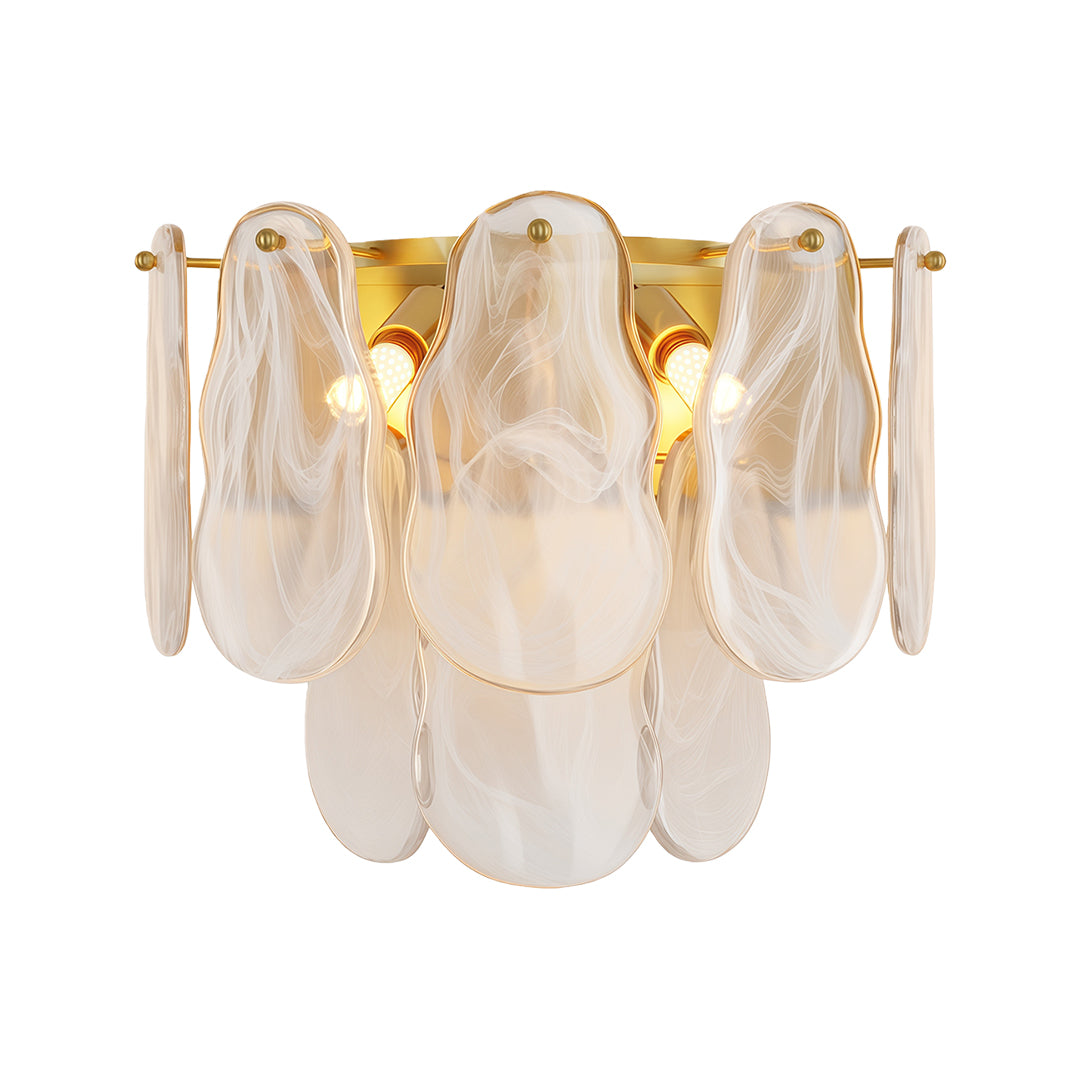 Modern luxury chandeliers inspired art deco wall lights with gold brass and frosted glass panels