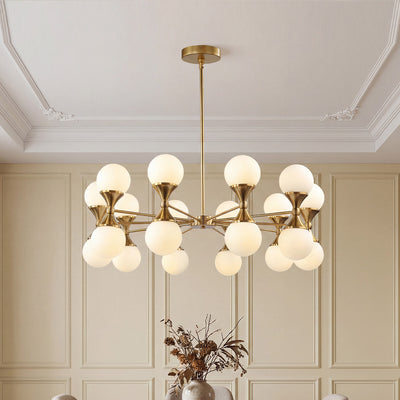 Bubble Glass Chandeliers Stylish Full Copper Nordic Ceiling Light