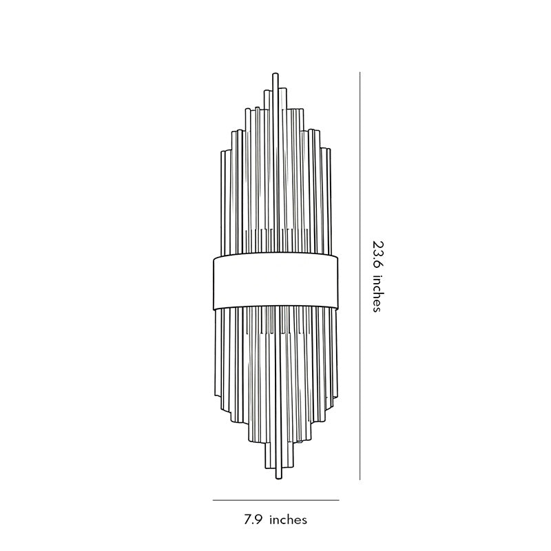 Technical diagram showing dimensions and structure of gold and crystal wall sconces models.