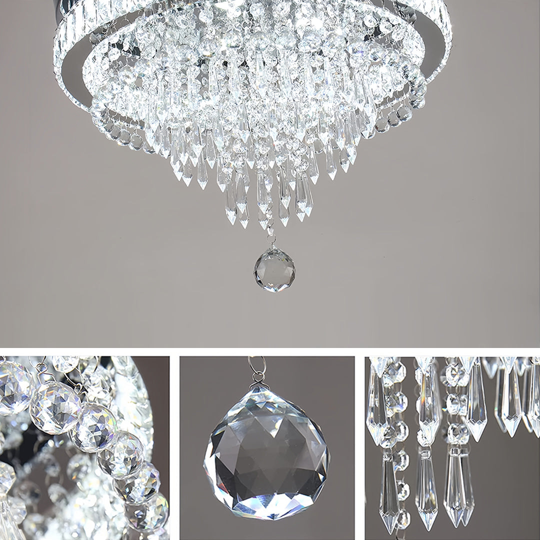 Gold flush mount light detail showing intricate crystal arrangement and premium construction quality craftsmanship