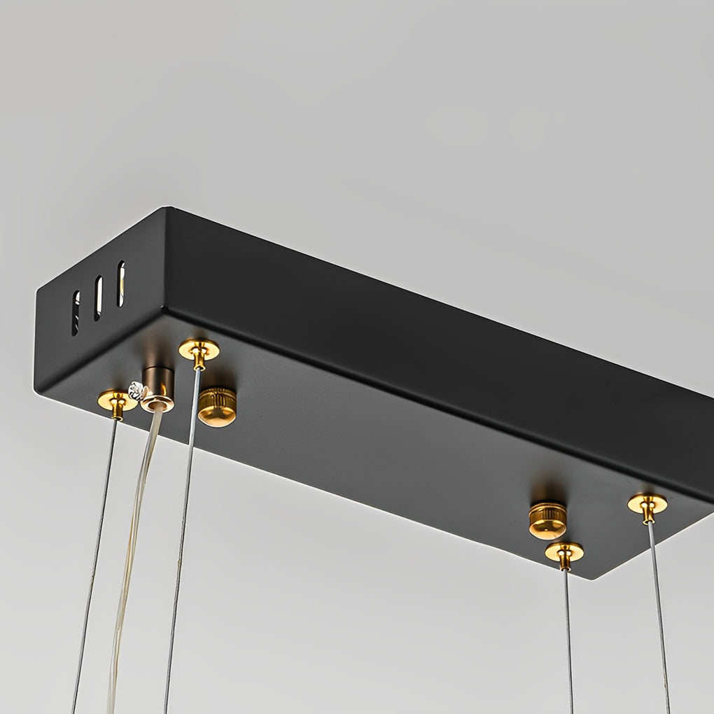 Gold leaf chandelier with a double-tier design, providing ambient lighting.