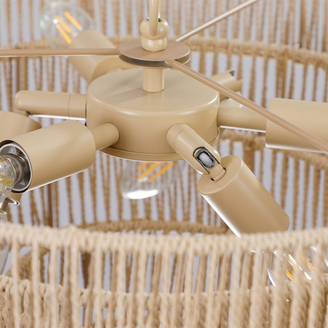 Gold and crystal Japanese style chandelier with a three-tier design, adding luxury to contemporary interiors.