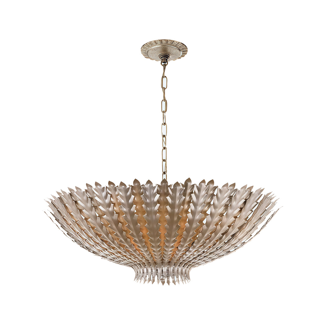 Gold vintage chandelier silver finish version isolated for luxury interior lighting styles.