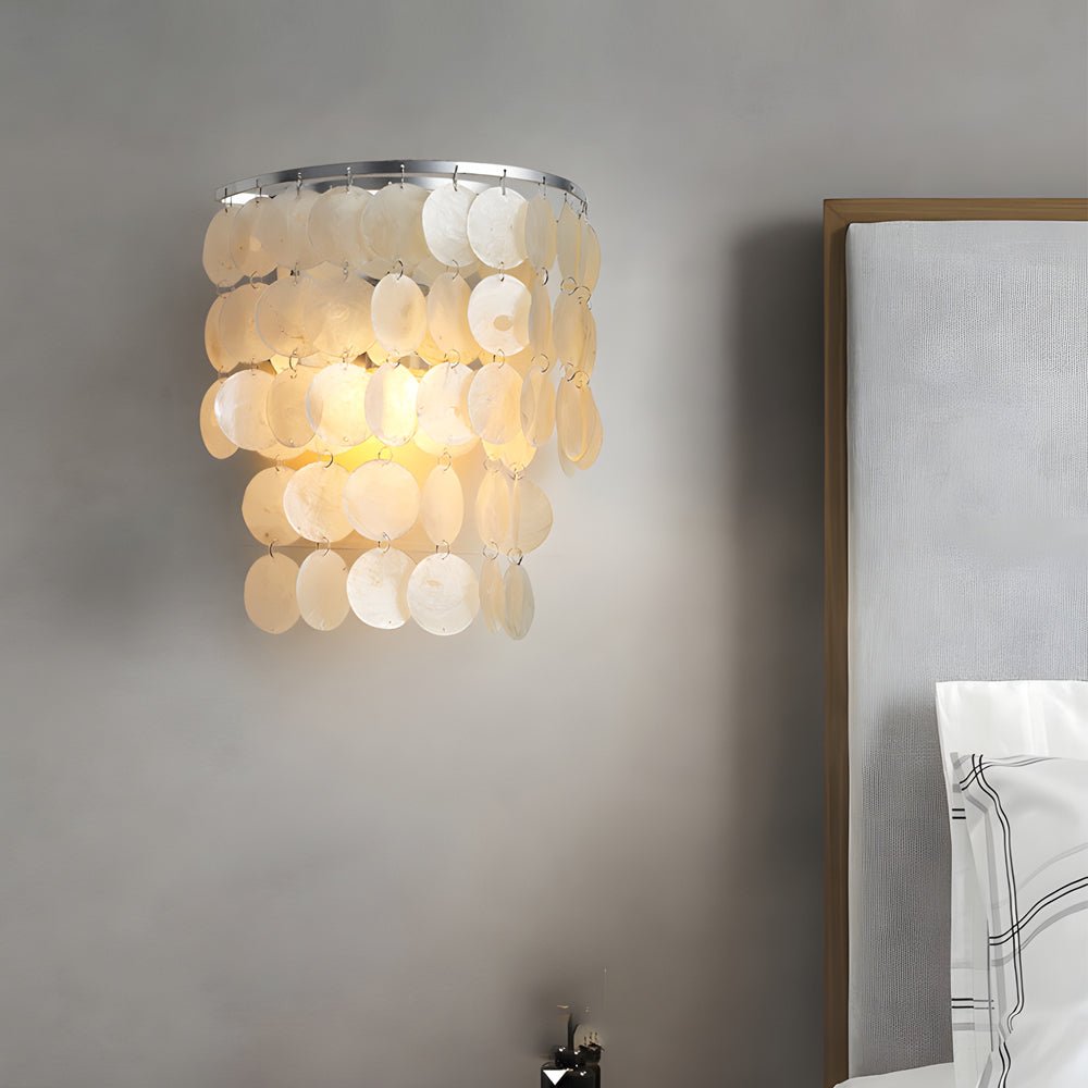 Gold/Chrome Coastal Capiz Shell Wall Sconce LED Metallic Bedside Wall ...