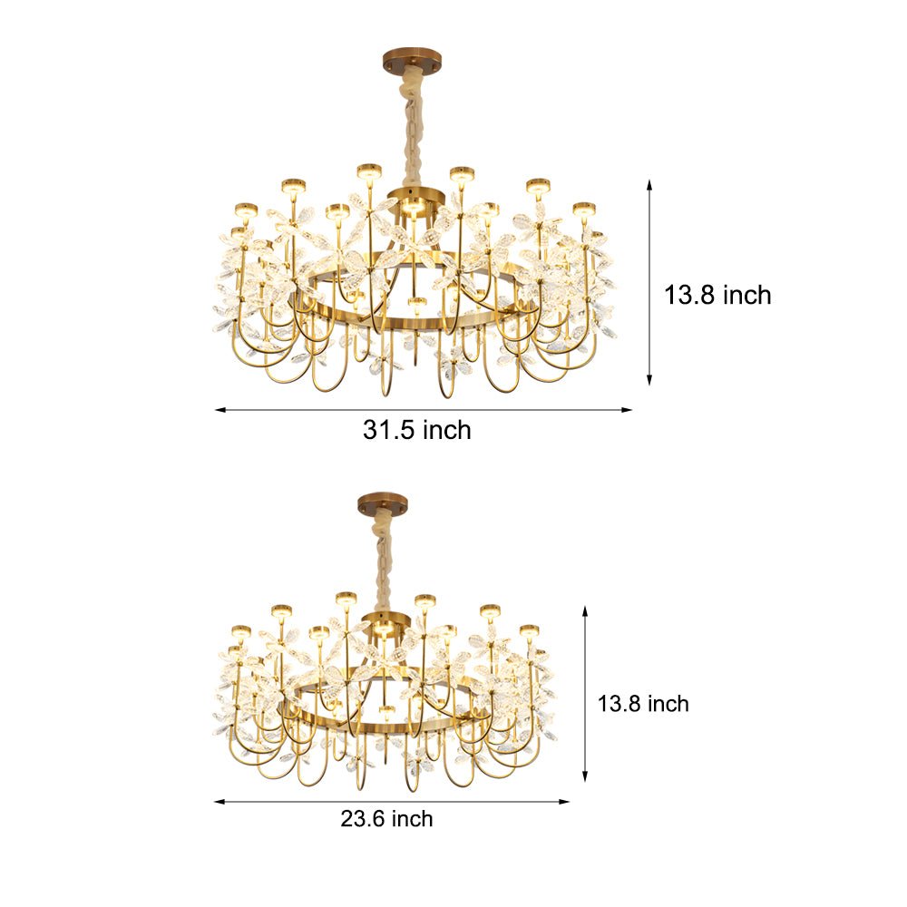 Golden Luxury 24 - light Crystal Flower Chandelier for Living Room