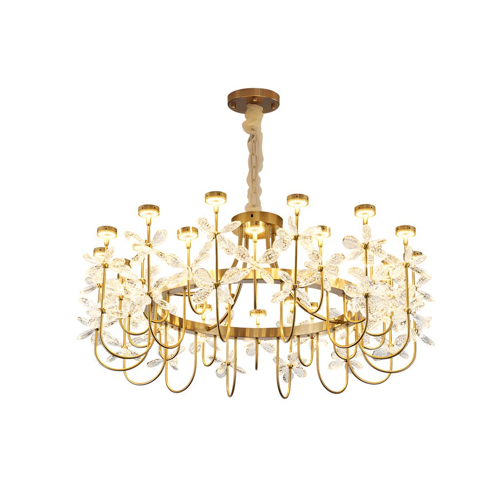 Golden Luxury 24 - light Crystal Flower Chandelier for Living Room