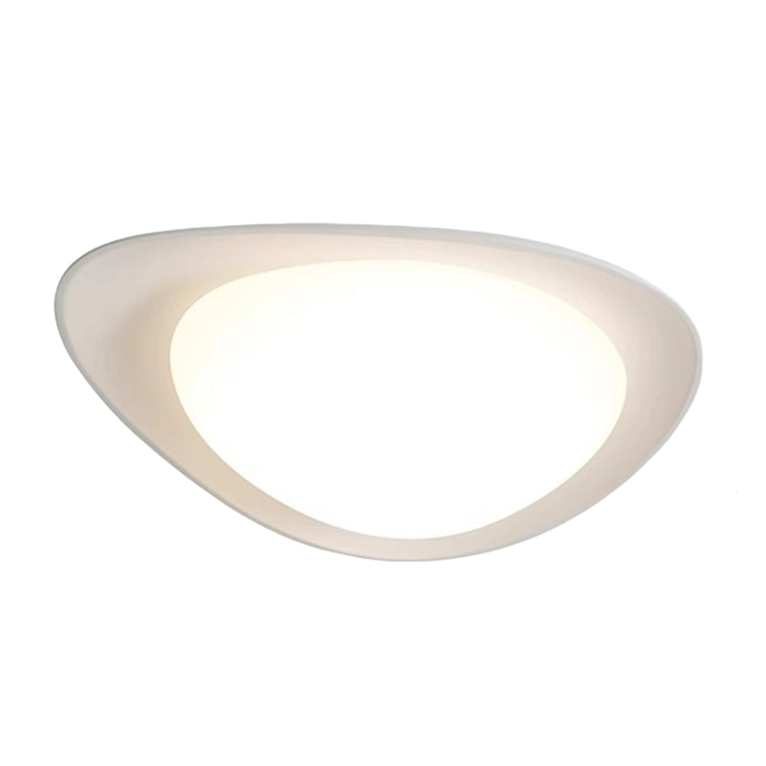 Stylish pebble ceiling light in soft gray with smooth curves and integrated LED technology