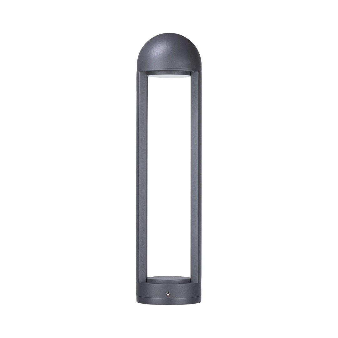 Cylindrical bollard base with recessed top opening for lighting element installation