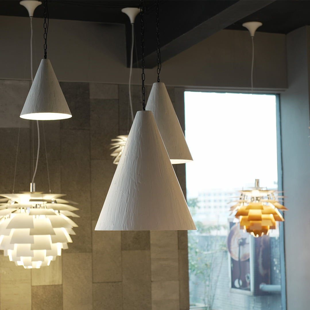 Nordic Hanging Pendant Light with gray matte shade in contemporary living space.