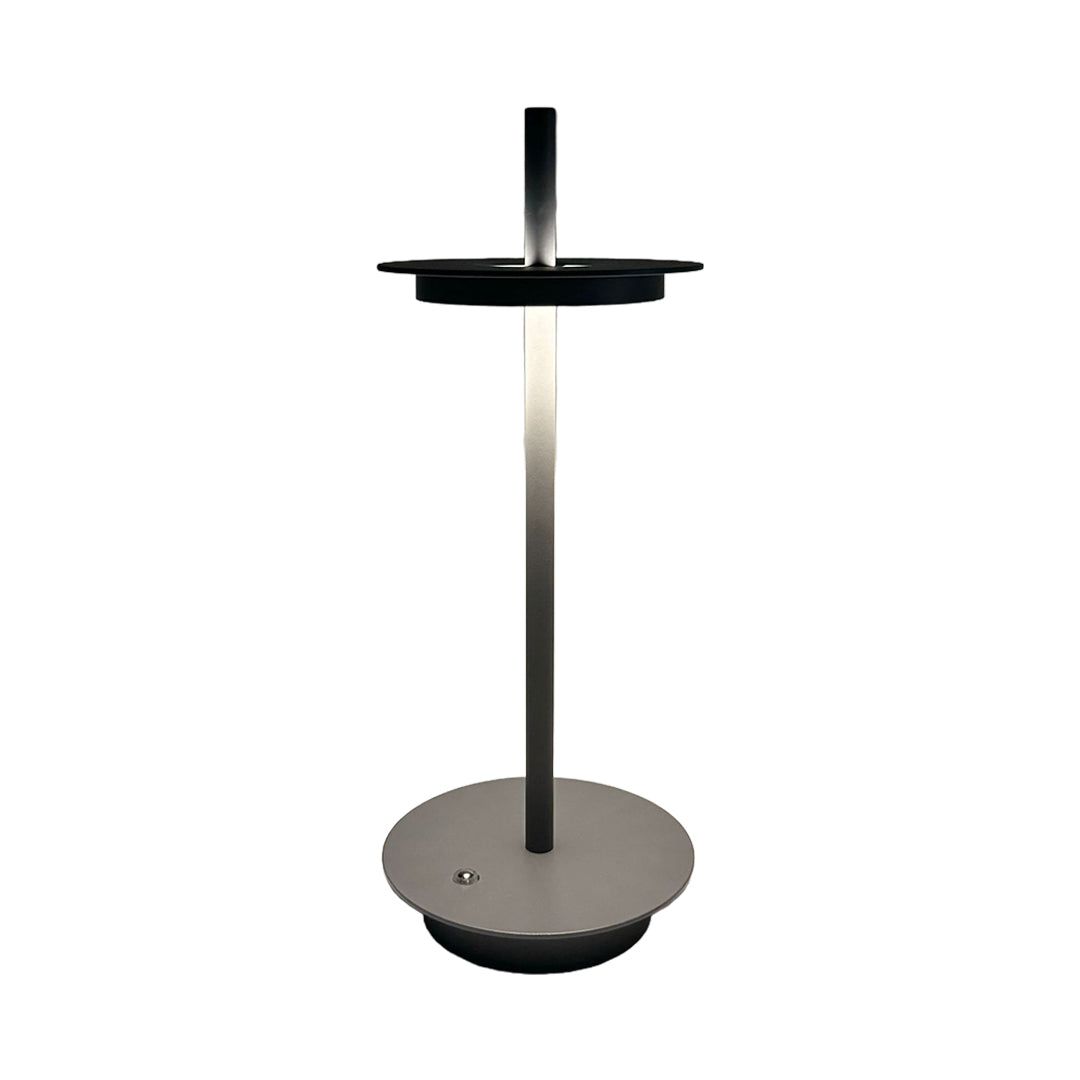 Stylish dimmable table lamp with gray finish and clean geometric profile for modern decor