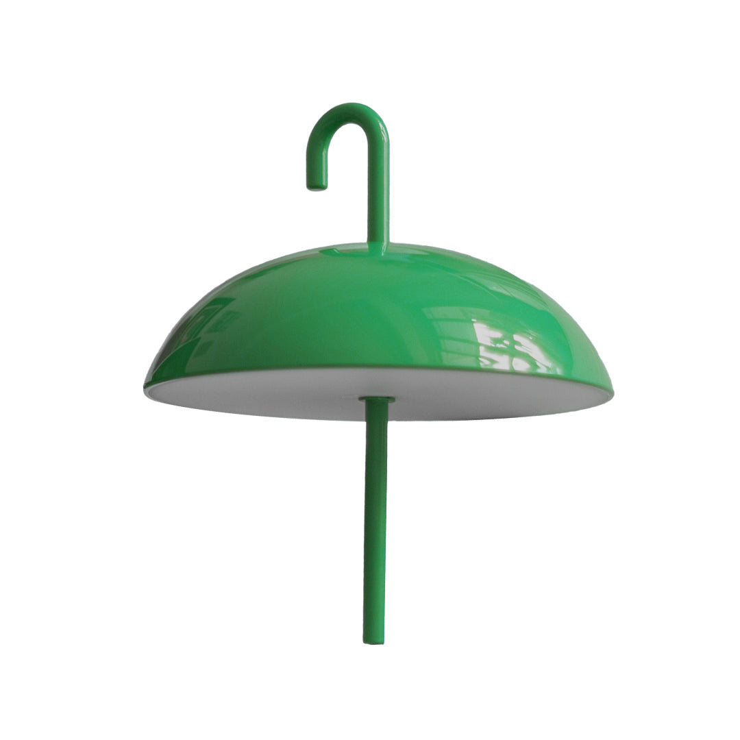 Green dome USB rechargeable table lamp with ergonomic handle for easy portability