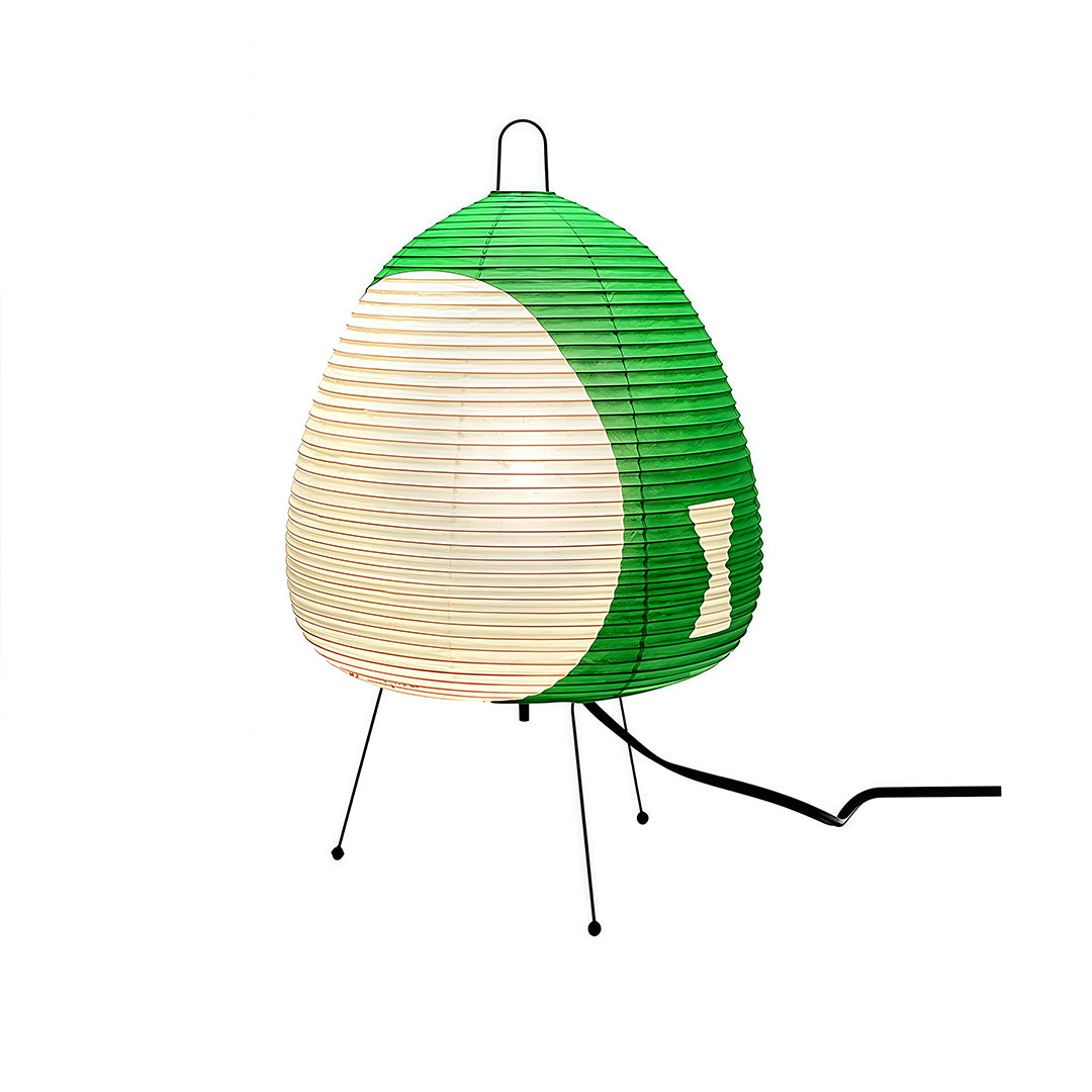 Green and white rice paper table lamp, unique and stylish Japanese-inspired lighting