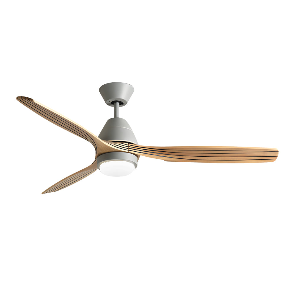 Grey 52 inch ceiling fans with lights featuring a sleek minimalist design and warm light.