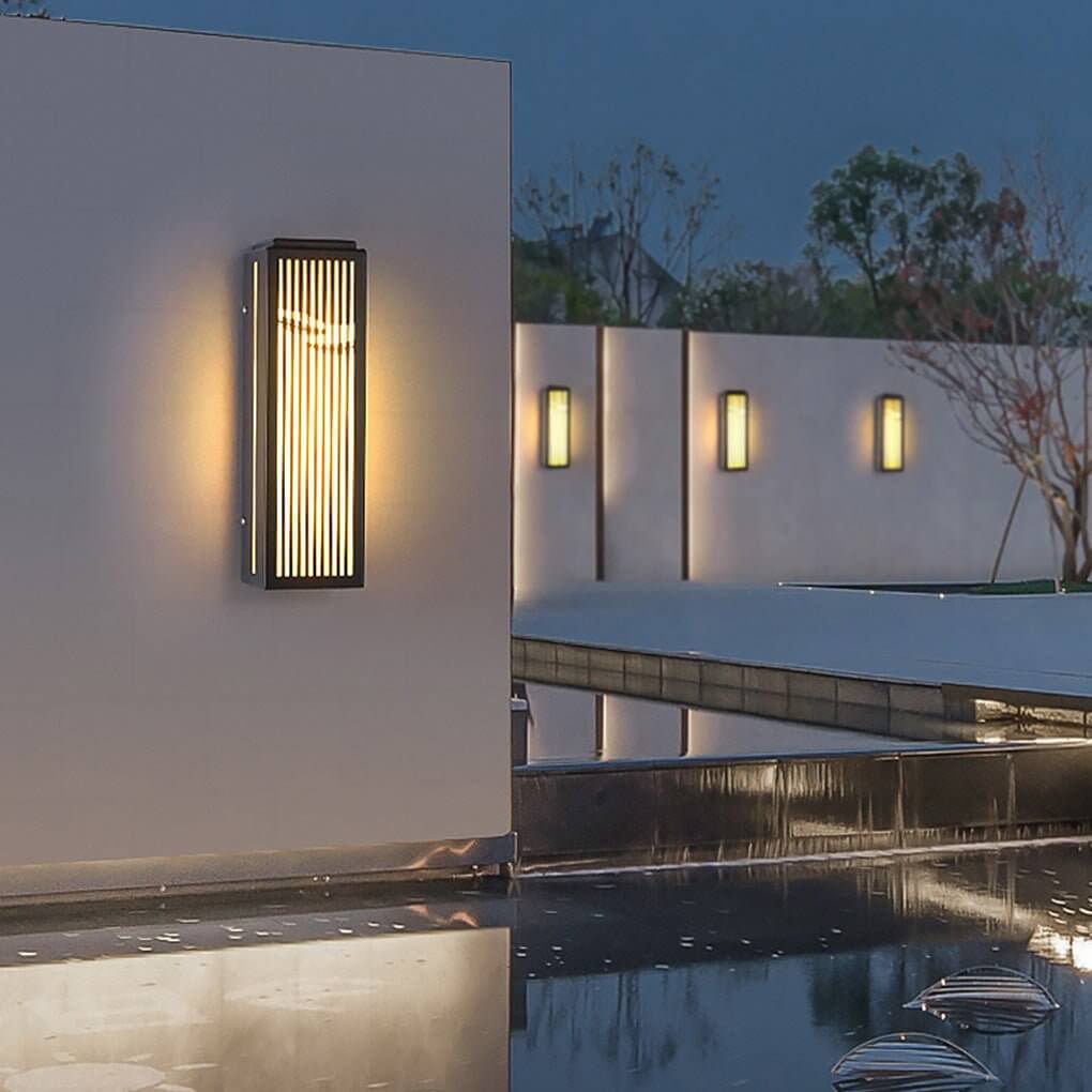Add a contemporary touch with grille wall light gate unique strip design outdoor wall lamp, ideal for residential or commercial exteriors.