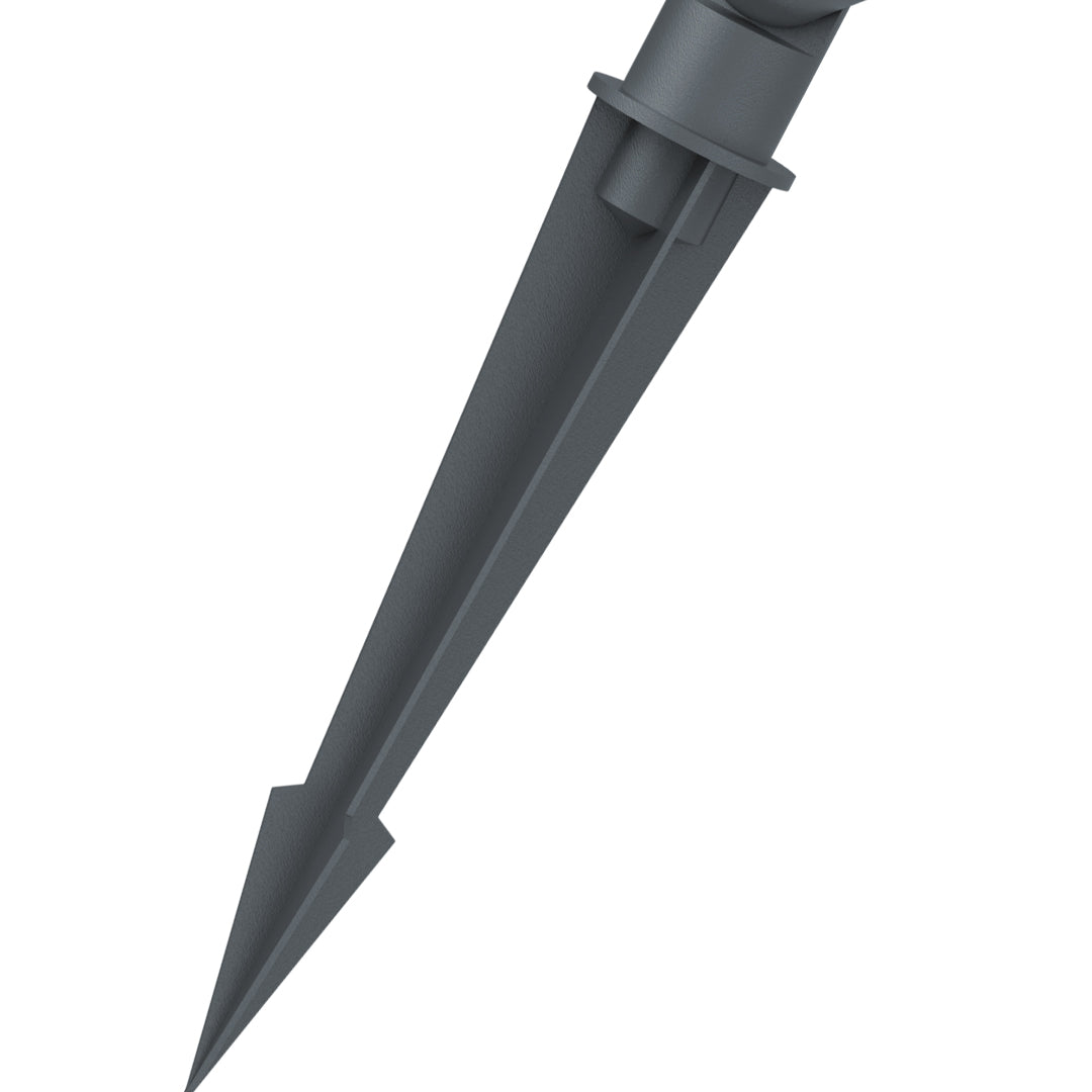 Durable ground stake component for spotlight installation featuring corrosion-resistant black finish