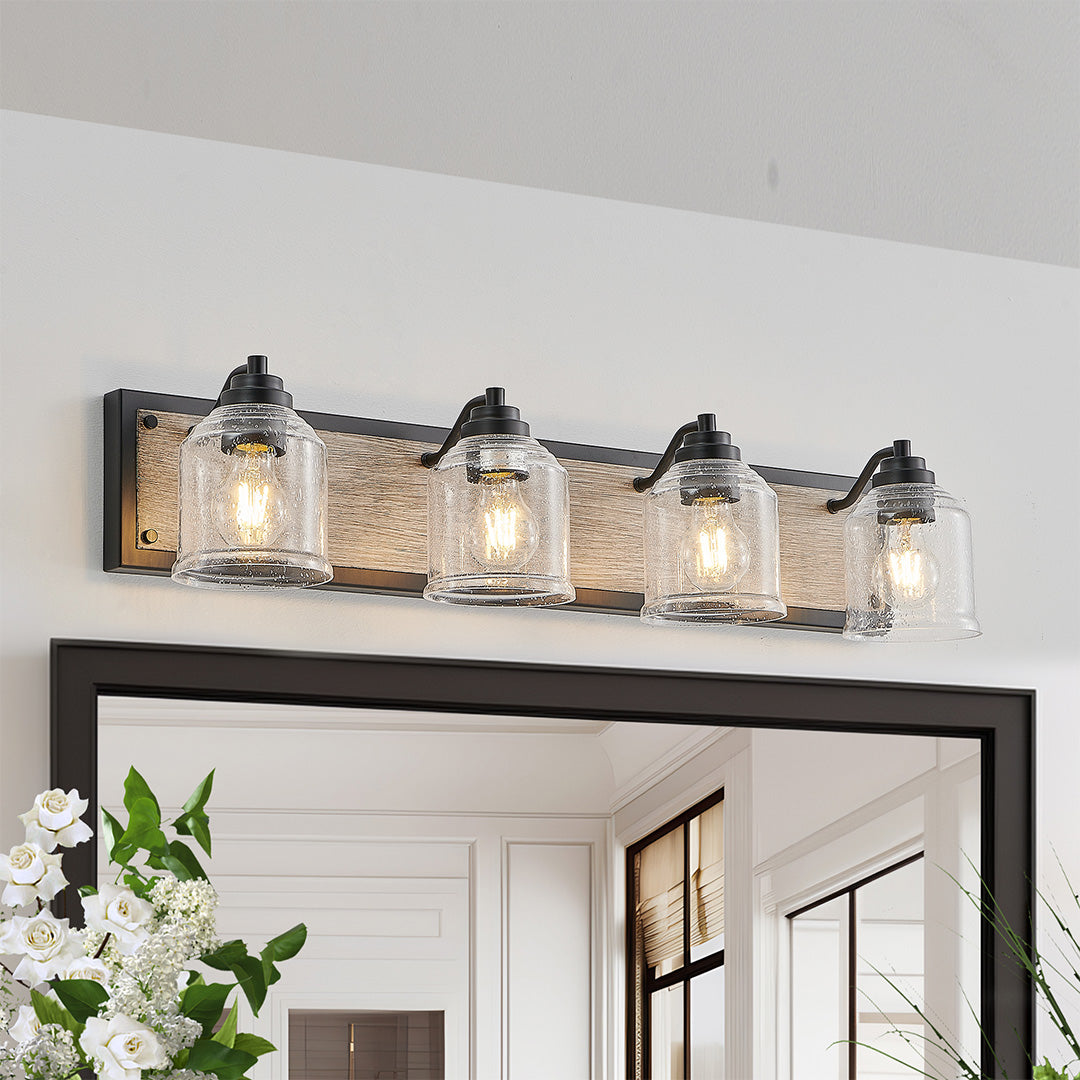 Multi-light wall sconce in a hallway, adding warmth and character to transitional spaces.