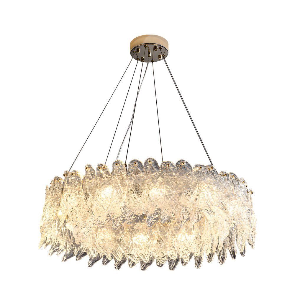 Handmade Leaf Glass Round 3 Step Dimming Luxury Post - Modern Chandelier