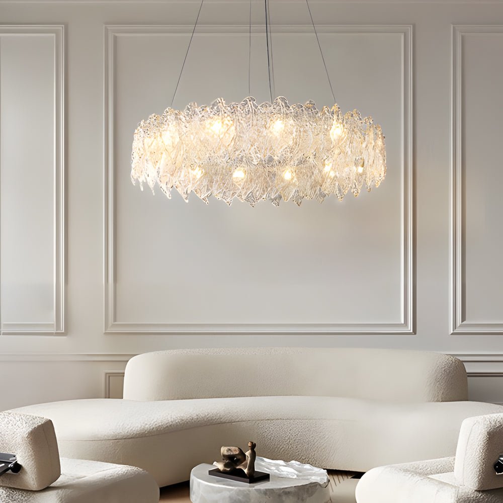 Handmade Leaf Glass Round 3 Step Dimming Luxury Post - Modern Chandelier