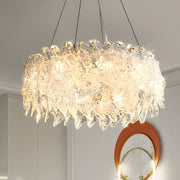 Handmade Leaf Glass Round 3 Step Dimming Luxury Post - Modern Chandelier