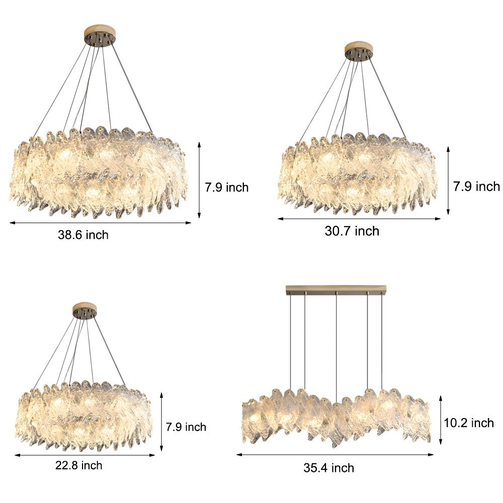 Handmade Leaf Glass Round 3 Step Dimming Luxury Post - Modern Chandelier