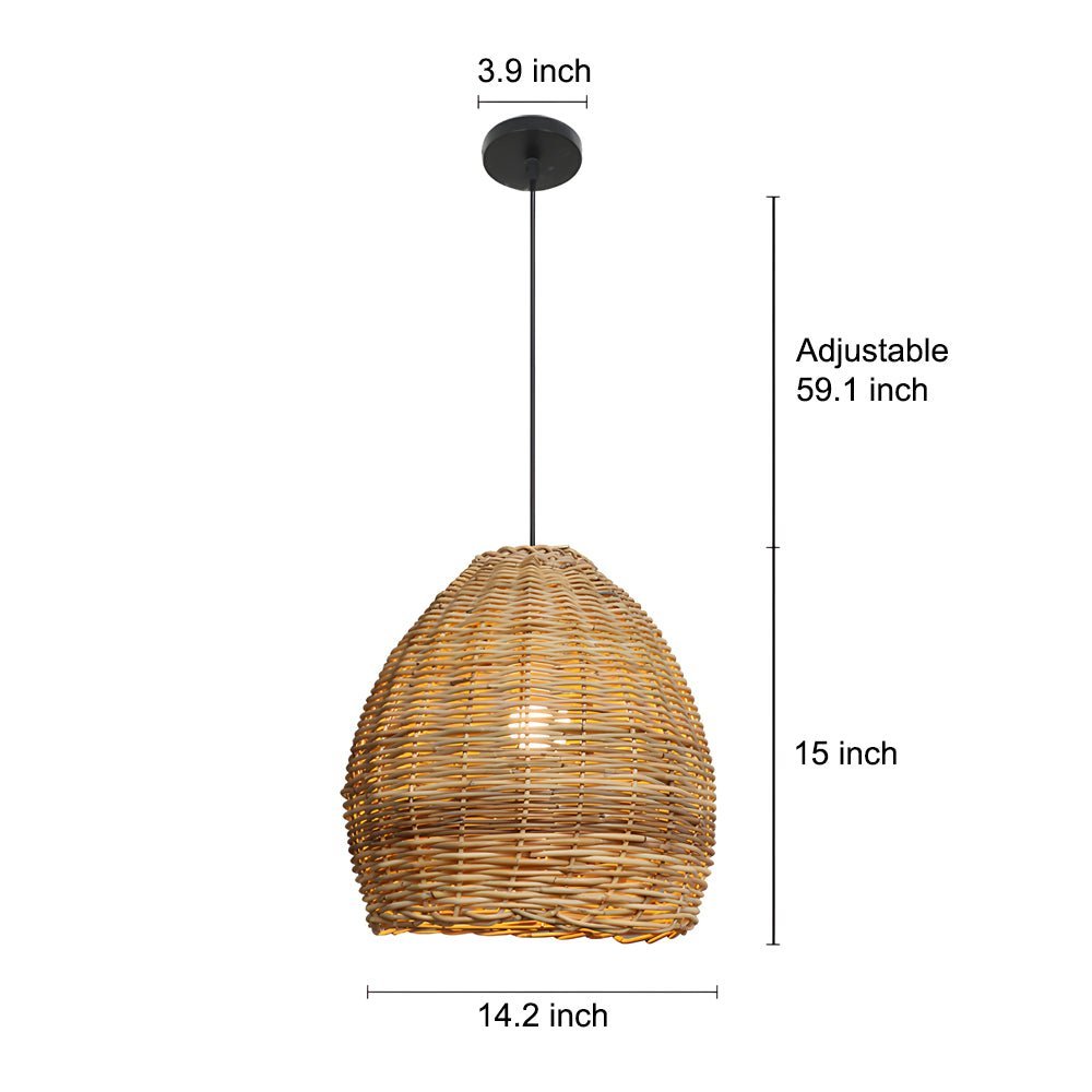 Handmade Leather Rattan Lampshade LED Wabi - Sabi Japanese Style Chandelier