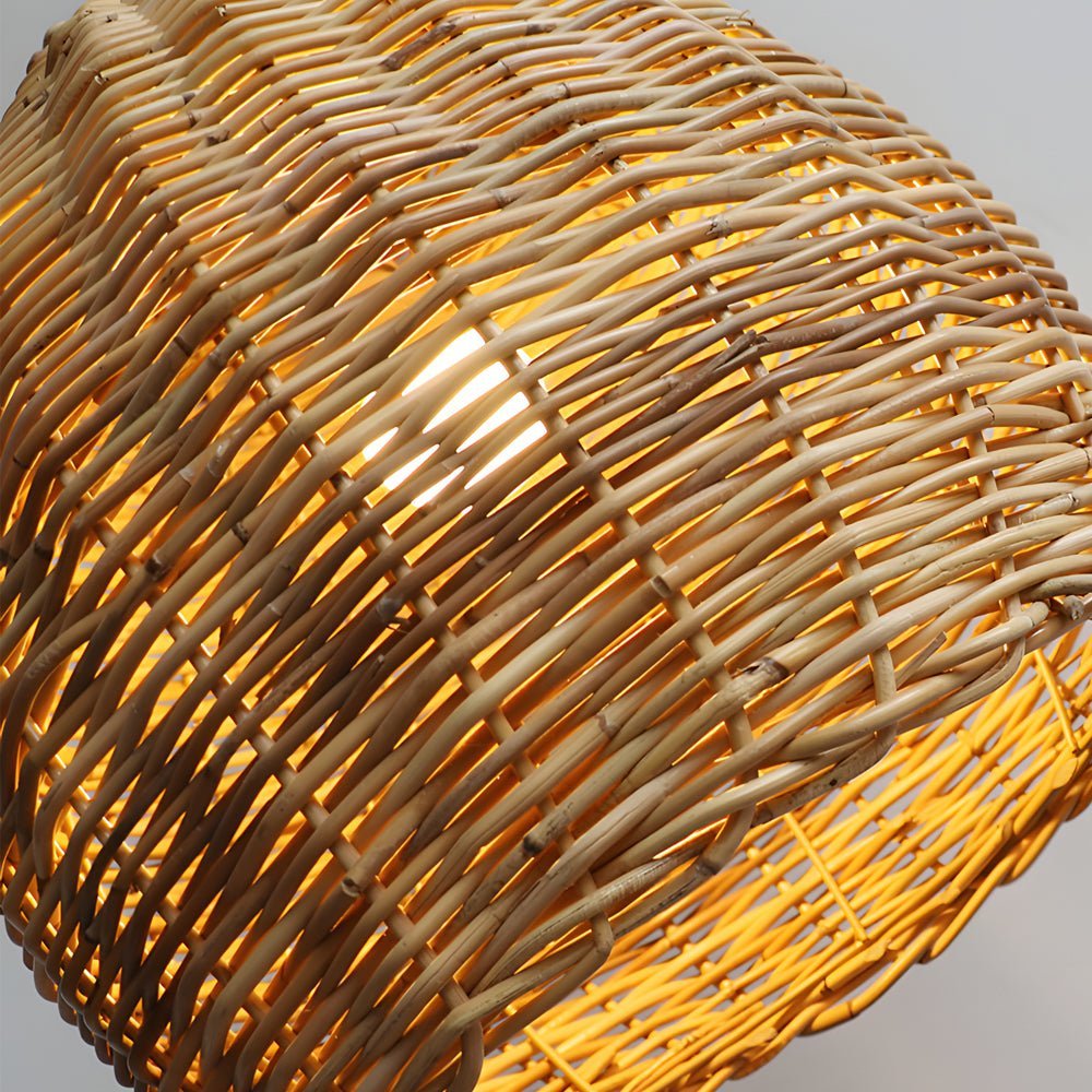 Handmade Leather Rattan Lampshade LED Wabi - Sabi Japanese Style Chandelier