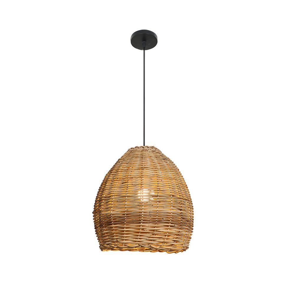 Handmade Leather Rattan Lampshade LED Wabi - Sabi Japanese Style Chandelier