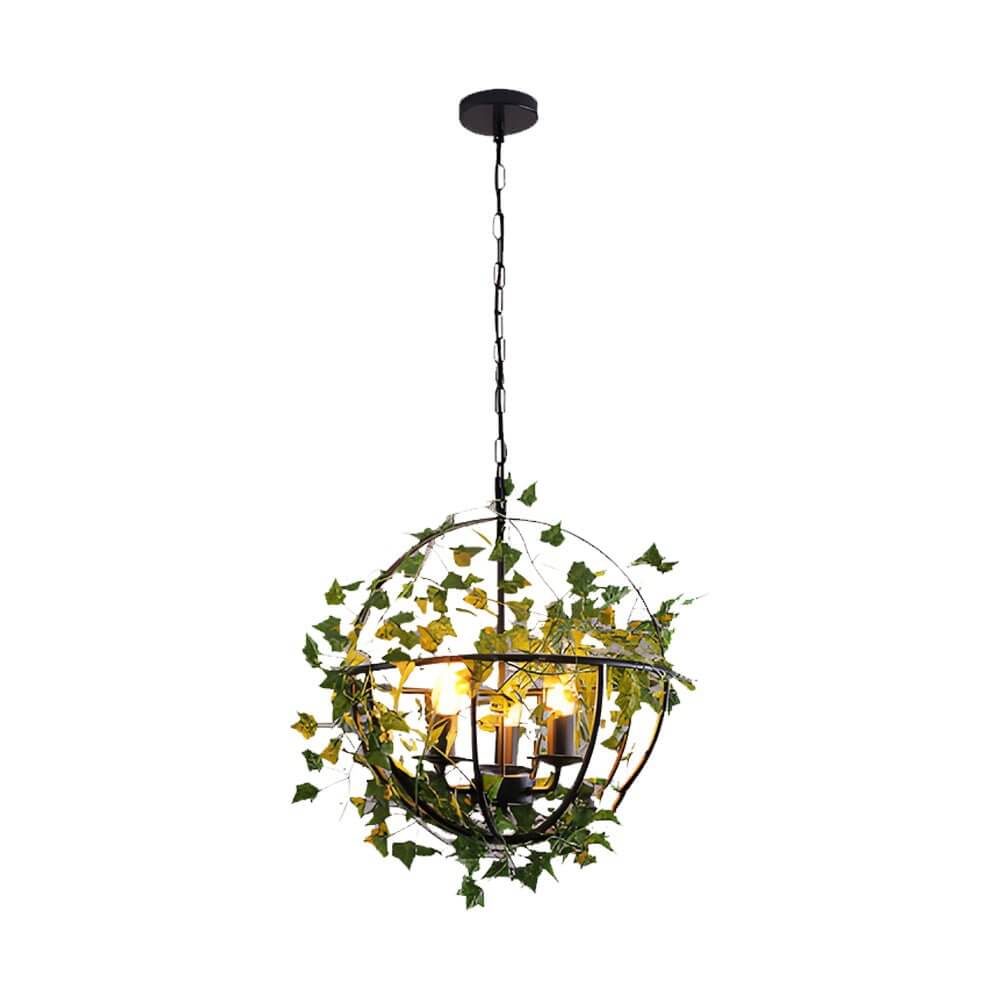 Hanging greenery with lights in a cozy reading nook with a comfortable armchair.