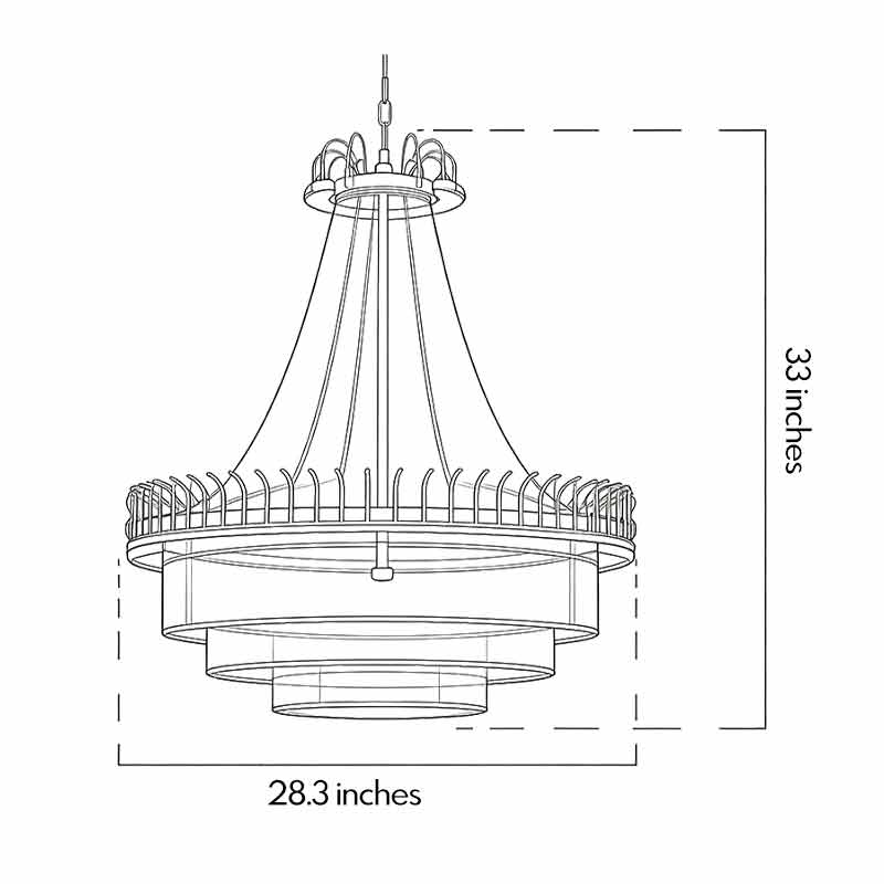 Technical diagram of hanging light outdoor showing dimensions and installation details.