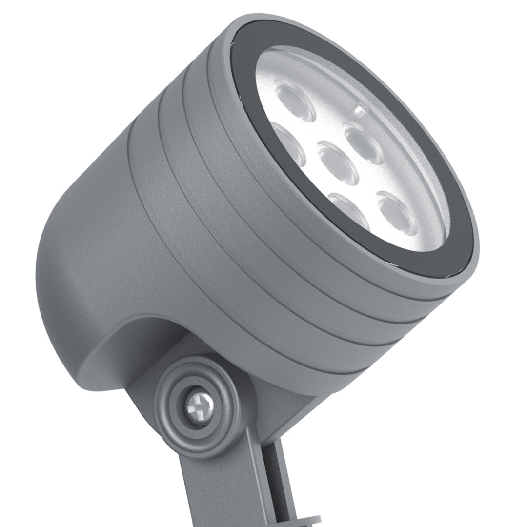 High-performance LED spotlight head with precision optics and weather-resistant housing construction