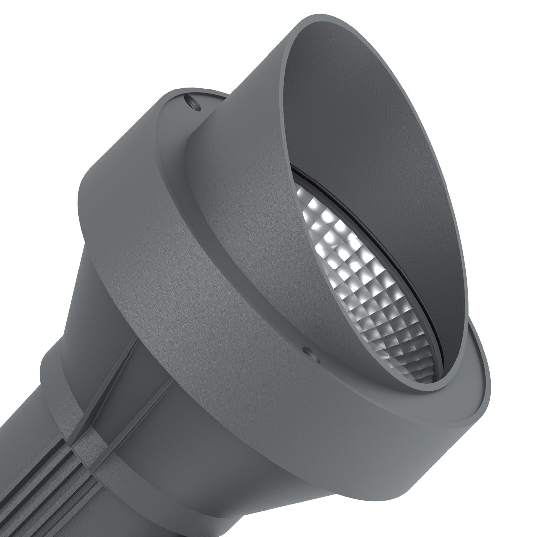 High-performance LED spotlight head with precision optics and adjustable beam control