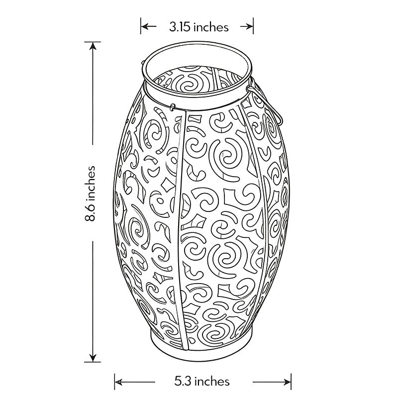 Line drawing of hollow outdoor solar lights dimensions, providing detailed specifications.