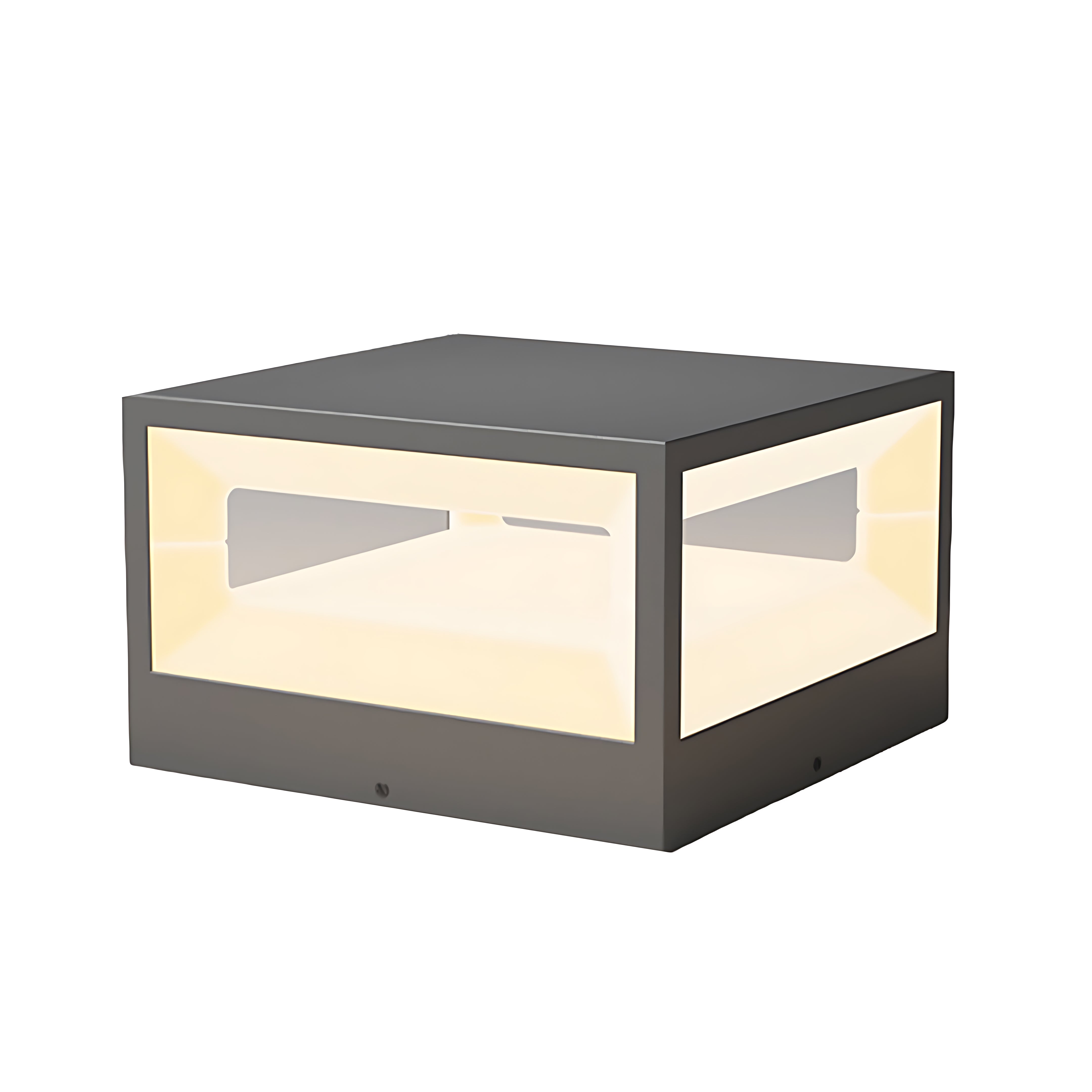 Hollow square pillar light with a geometric design, enhancing the aesthetic of outdoor areas.