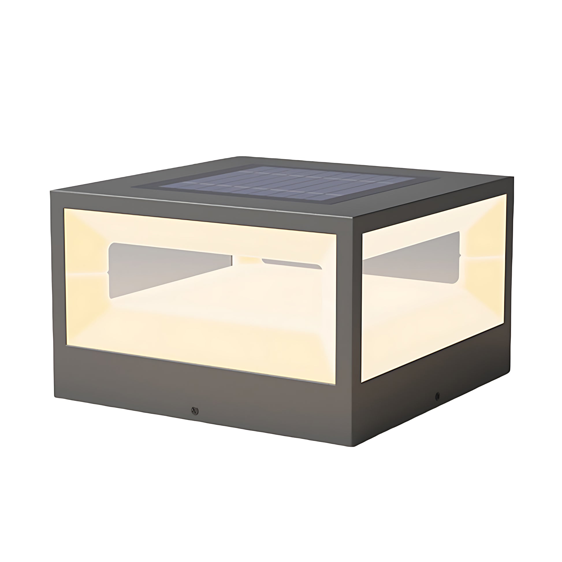 Hollow square pillar light with a layered structure, providing a contemporary look for outdoor spaces.