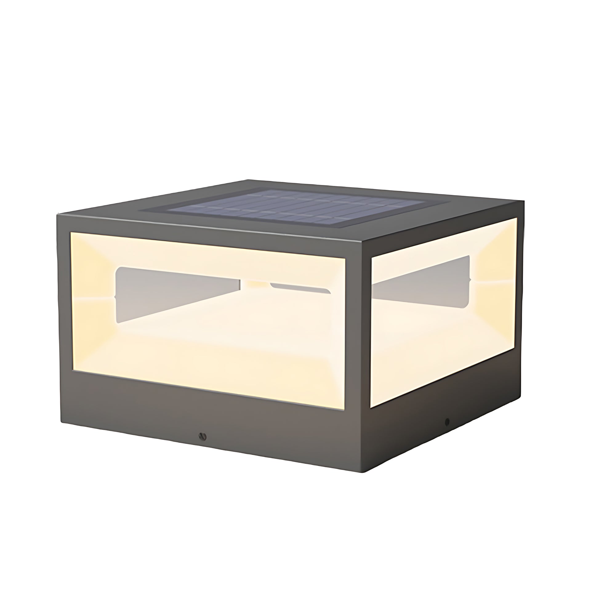 Hollow square pillar light in various sizes, ideal for versatile outdoor lighting setups.