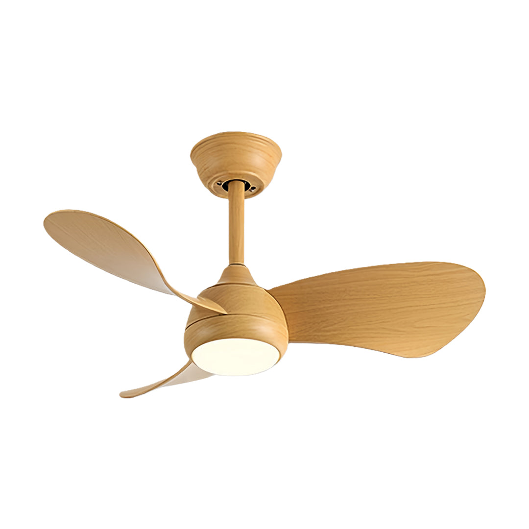 Honey oak retro ceiling fan with light displaying warm wood tone blades and classic styling