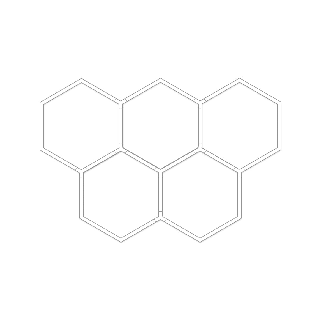 Detailed honeycomb ceiling light sizing guide with geometric LED ceiling layout measurements.