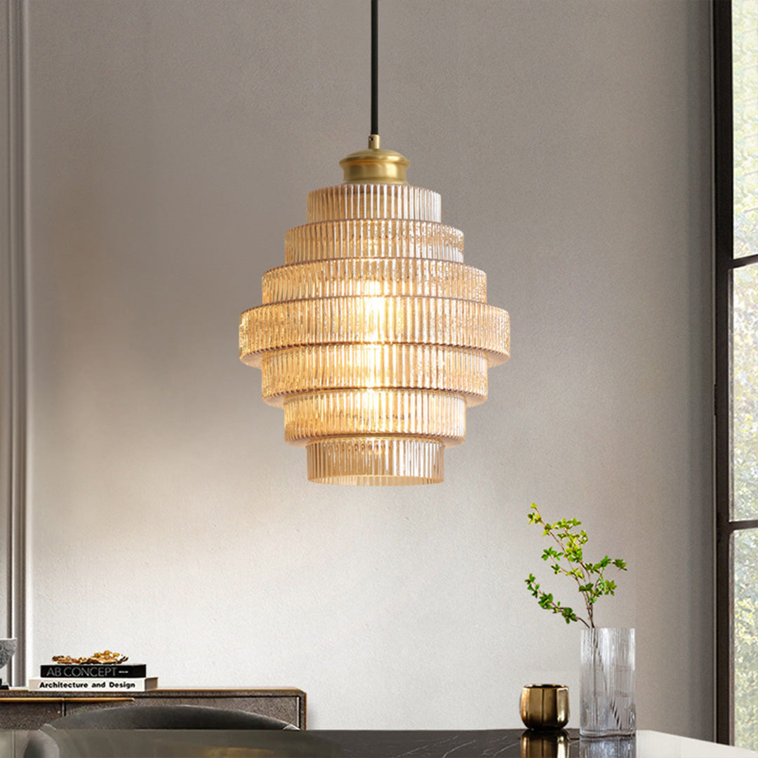 Modern honeycomb pendant light in a minimalist interior, stylish and geometric ceiling fixture