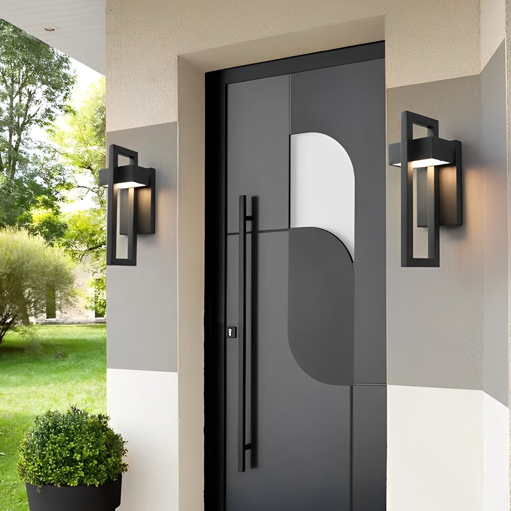 Horizontal black outdoor wall sconce modern with ribbed diffuser displayed on a white background.