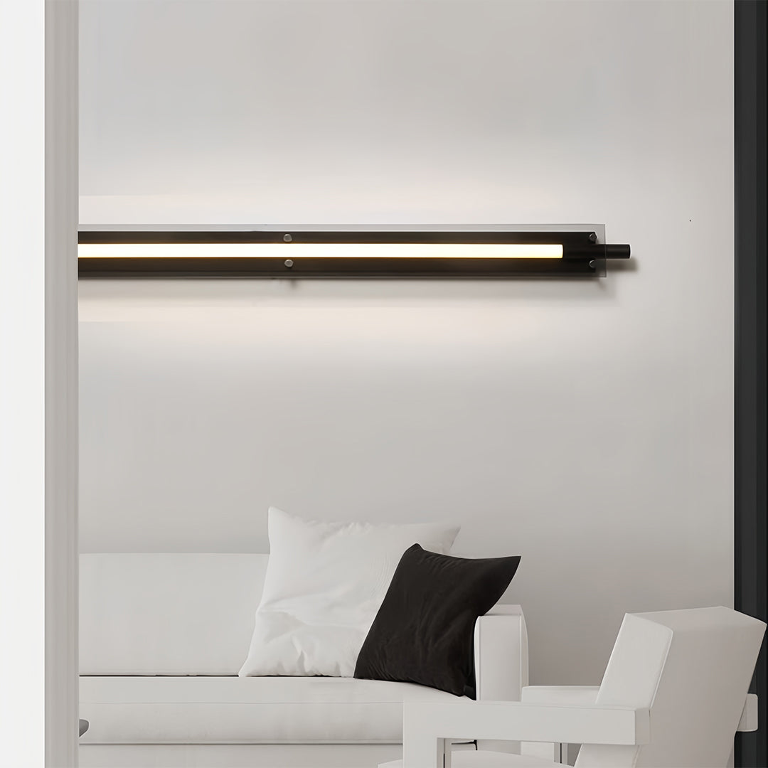 Horizontal installation of led wall strip lights above seating area for soft indirect lighting.