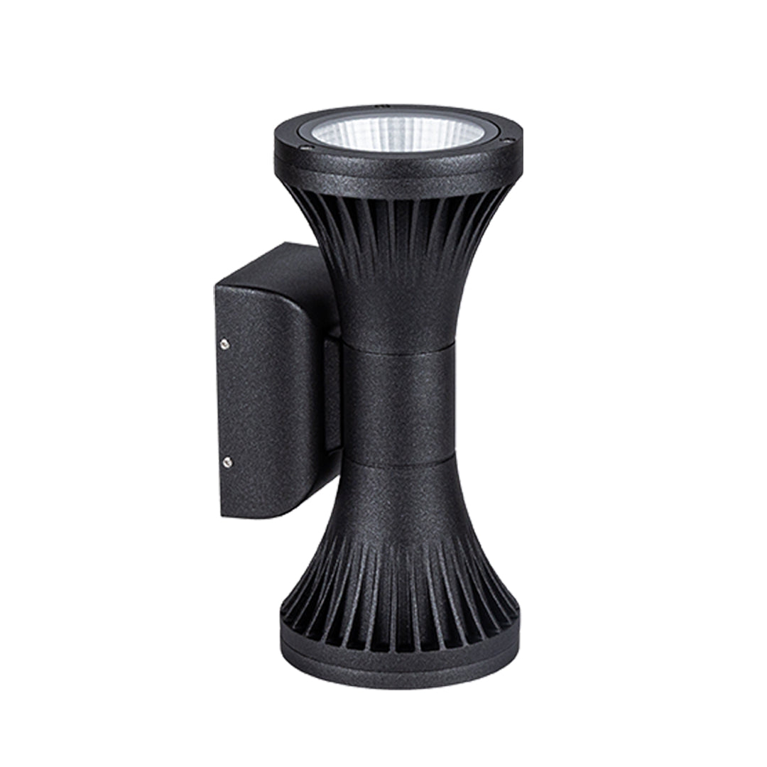 Unique hourglass-design Outdoor Wall Lighting Fixtures providing adjustable up-down illumination for patios.