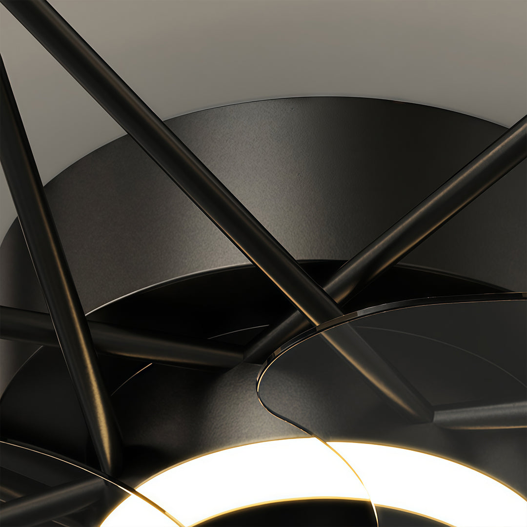 Indoor ceiling fans with lights with a colorful design, providing vibrant light in a playful room.